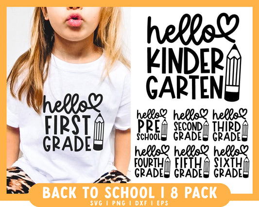 Back To School With Heart SVG | 8 Pack