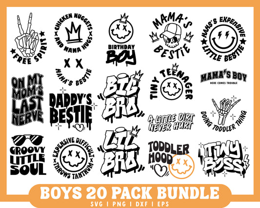 Toddler Cool Boy SVG Bundle | 20 Pack