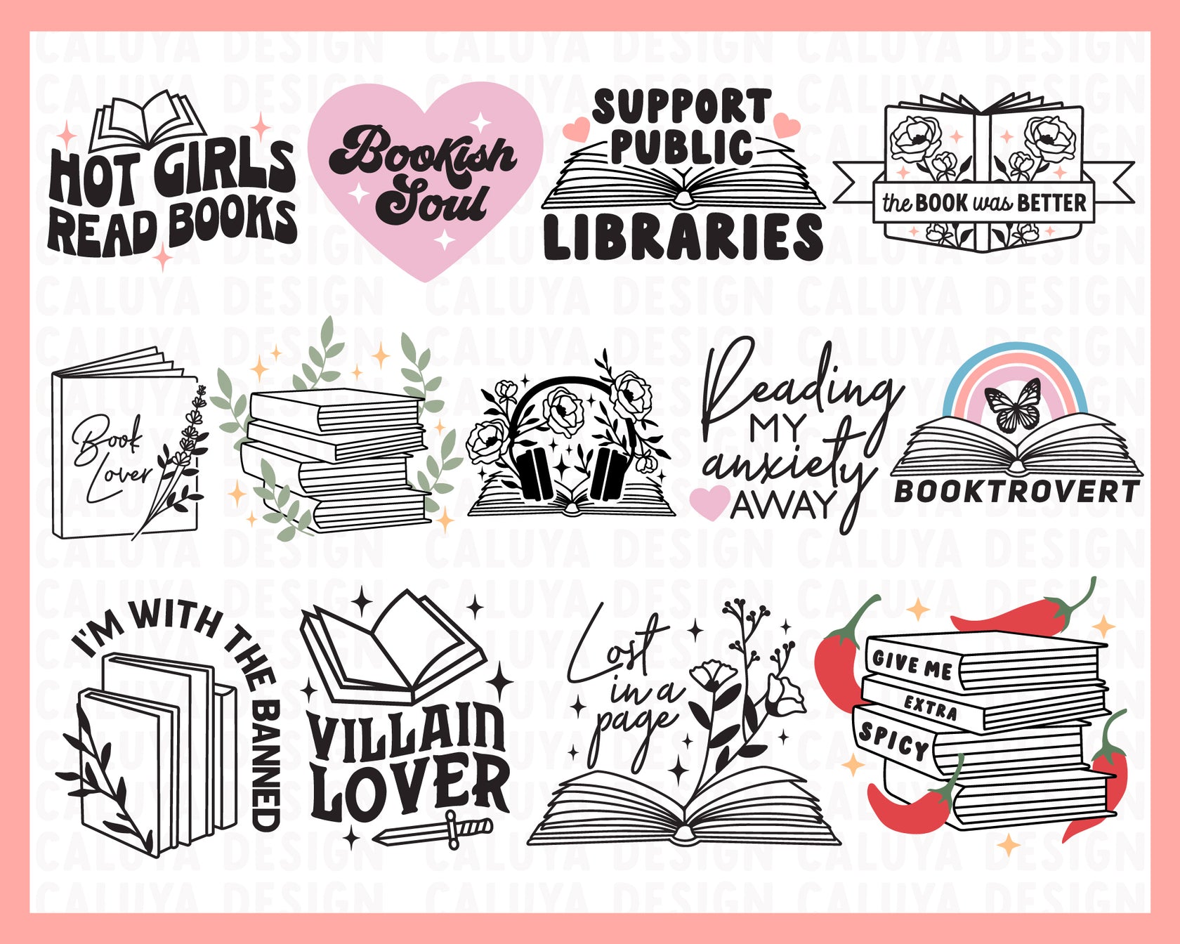 Book Lover SVG Bundle | 25 Pack – Caluya Design