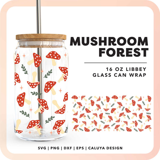 16oz Libbey Can Cup Wrap SVG | Mushroom Forest SVG