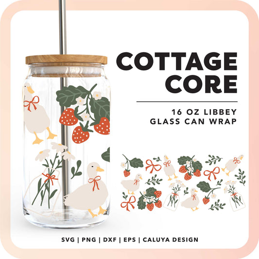 16oz Libbey Can Cup Wrap SVG | Cottage Core Duck SVG