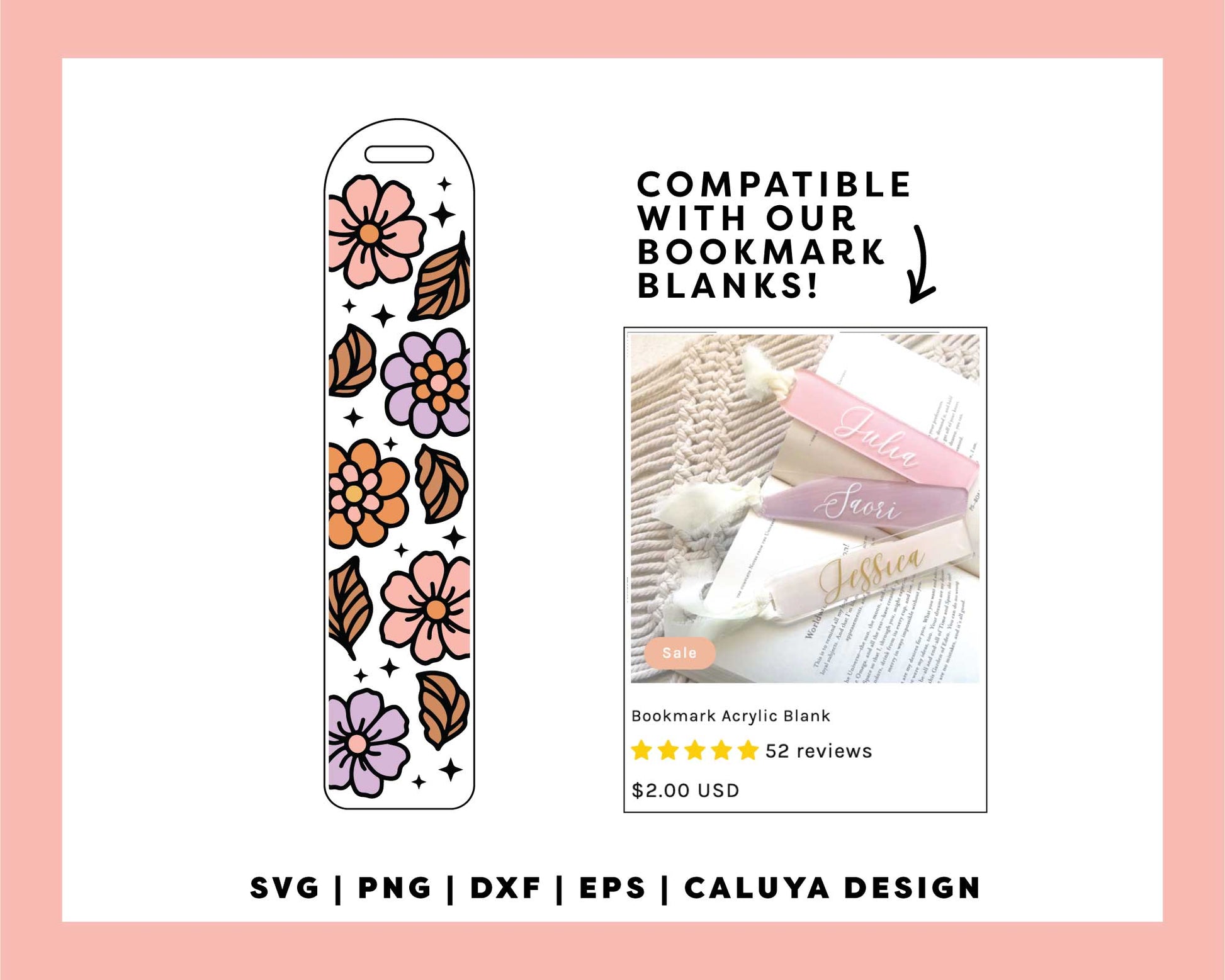 Bookmark Template SVG | Fall Flower SVG