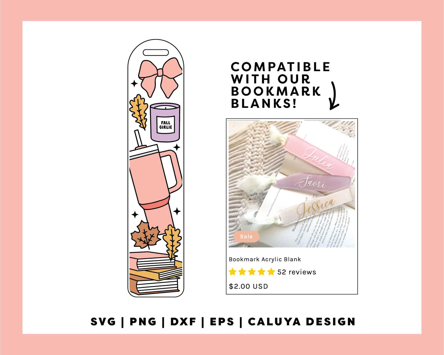 Bookmark Template SVG | Fall Girly SVG