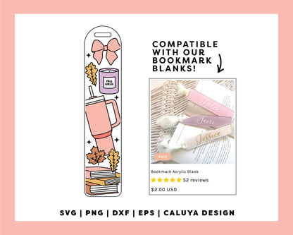 Bookmark Template SVG | Fall Girly SVG