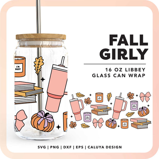 16oz Libbey Can Wrap SVG | Fall Girly SVG