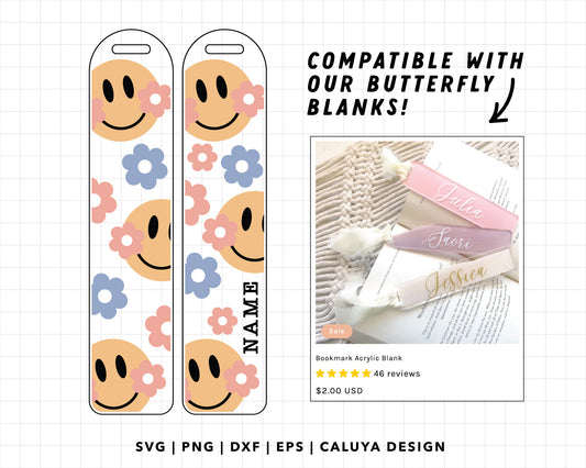 Bookmark Template SVG | Flower Smiley Face SVG