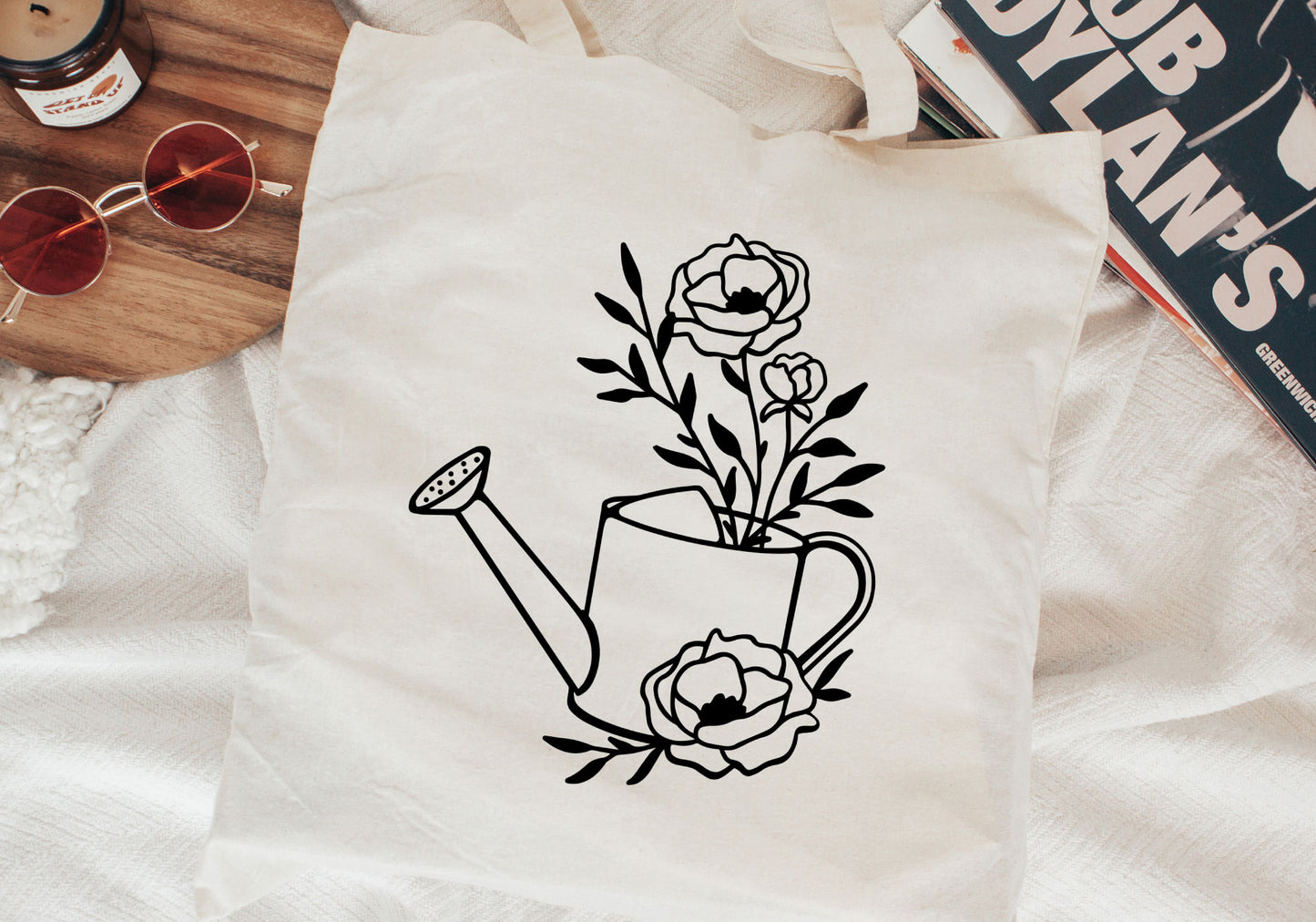 FREE Floral Watering Can SVG | Line Art SVG