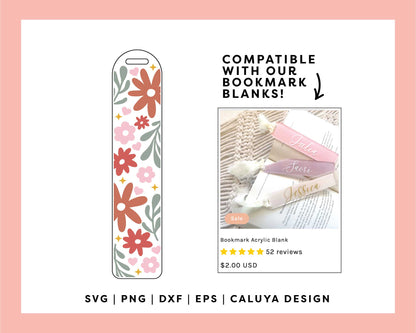 Bookmark Template SVG | Heart with Flower SVG