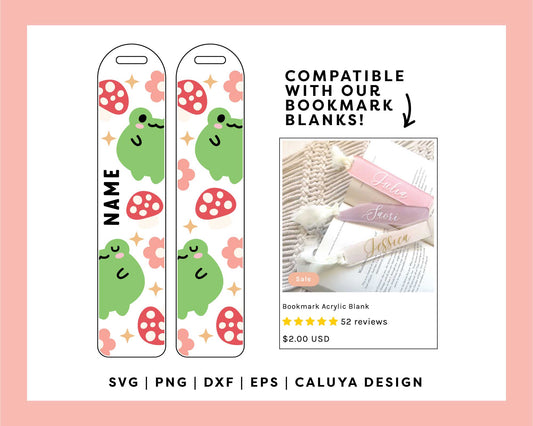 Bookmark Template SVG | Froggy & Mushroom SVG For DIY Bookmark with Cricut, Cameo Silhouette, Glowforge
