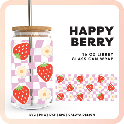 16oz Libbey Can Cup Wrap SVG | Happy Strawberry