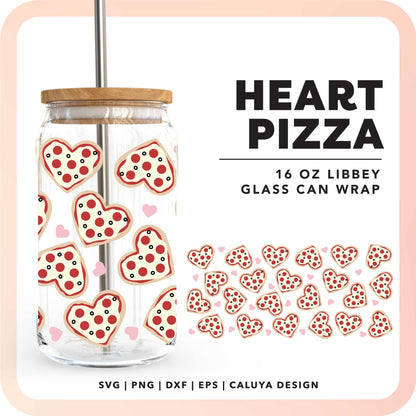 16oz Libbey Can Cup Wrap SVG | Heart Pizza SVG