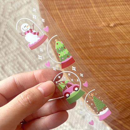 [ Double Sided ] Christmas Bookmark Decal | Snow Globe