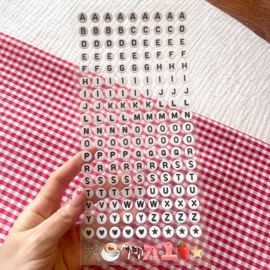 [ Double Sided ] Letter Sticker Sheet | Circle Letter Beads