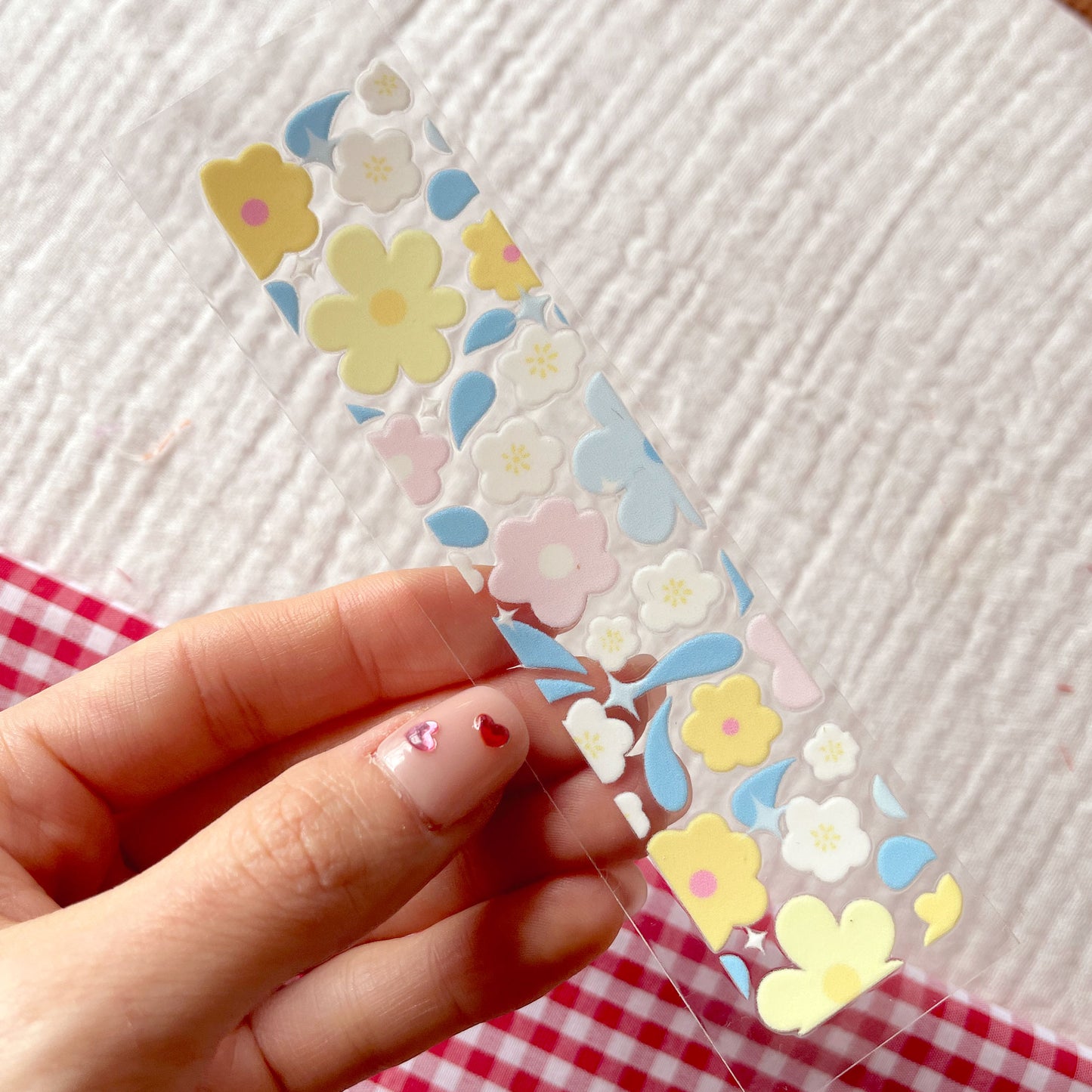 [ Double Sided ] Bookmark UV DTF Decal | Pastel Floral Field