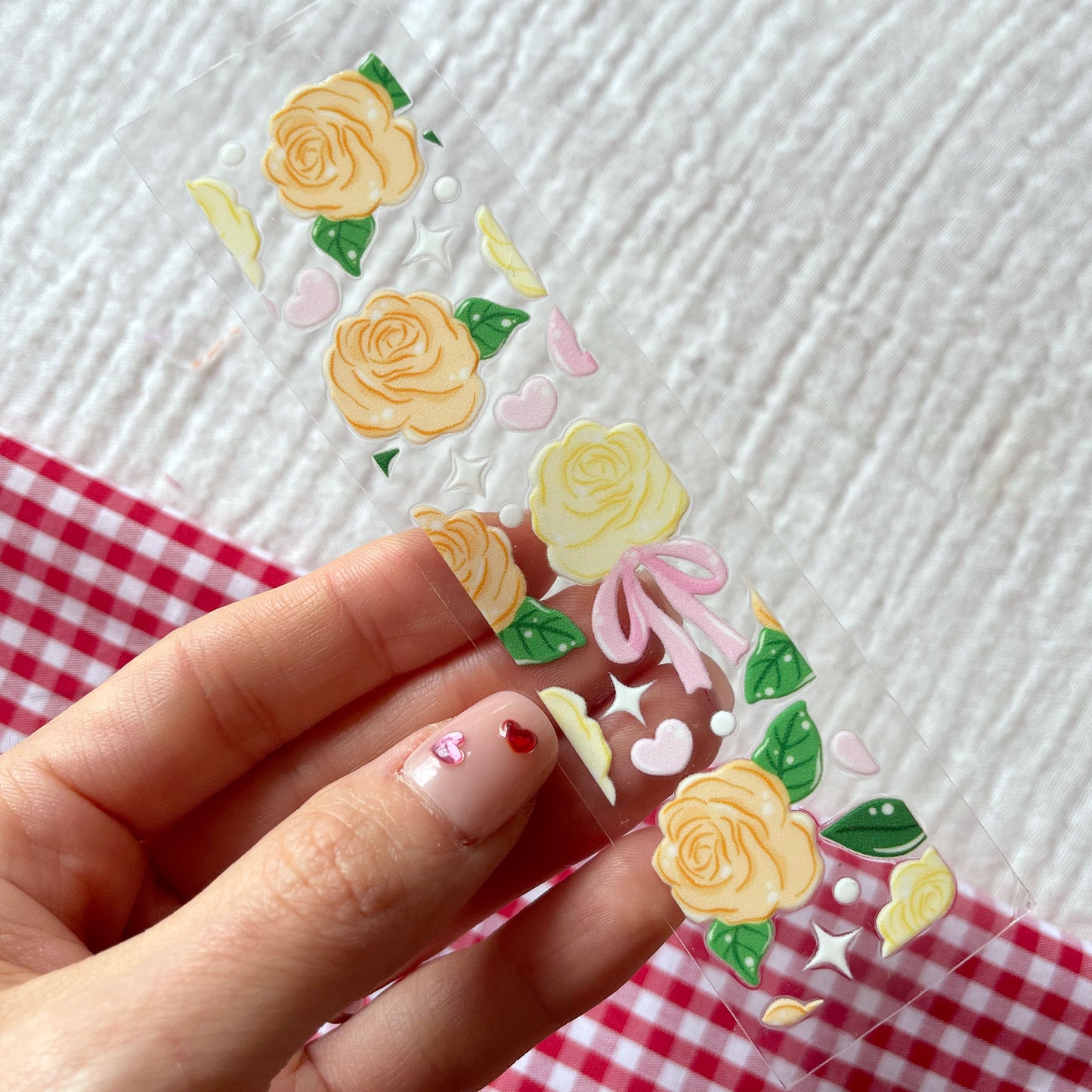 [ Double Sided ] Bookmark UV DTF Decal | Coquette Rose