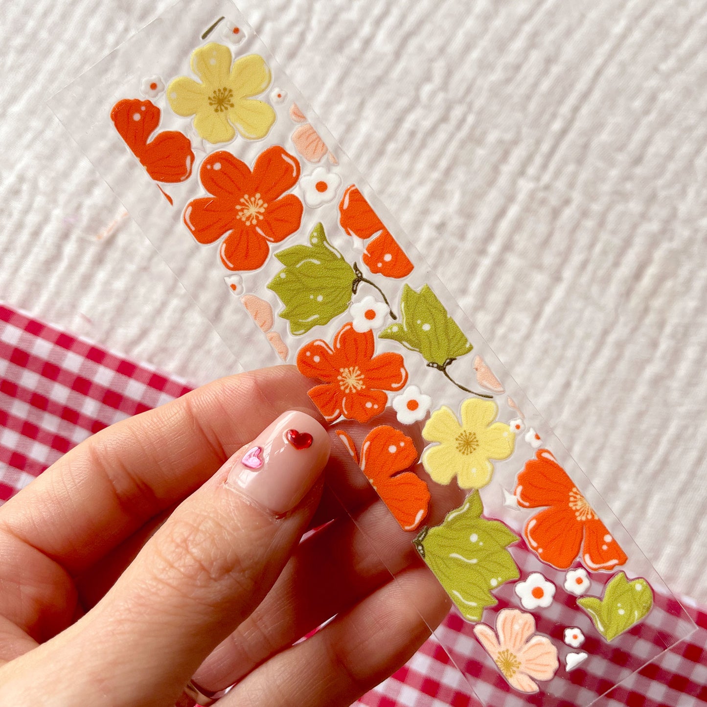 [ Double Sided ] Bookmark UV DTF Decal | Orange Flower Field