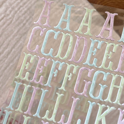 [ Single Sided ] Holographic Letter Sticker Sheet Set | Fishtail Monogram 2 Sheets