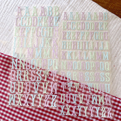 [ Single Sided ] Holographic Letter Sticker Sheet Set | Fishtail Monogram 2 Sheets