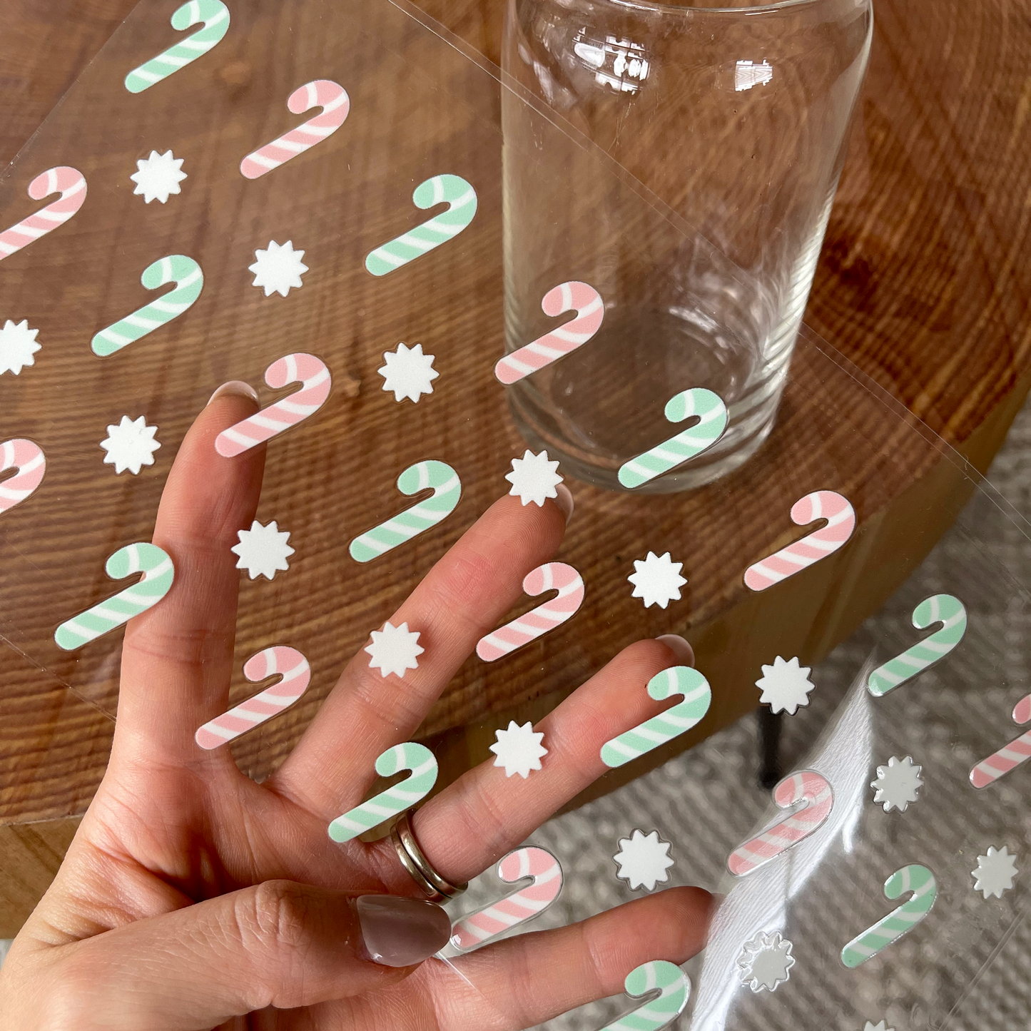 16oz Cup UV DTF Decal | Pastel Candy Cane