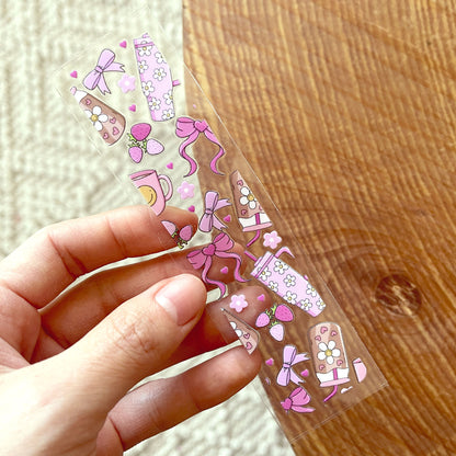 [ Double Sided ] Bookmark UV DTF Decal | Pink Coffee Vibes