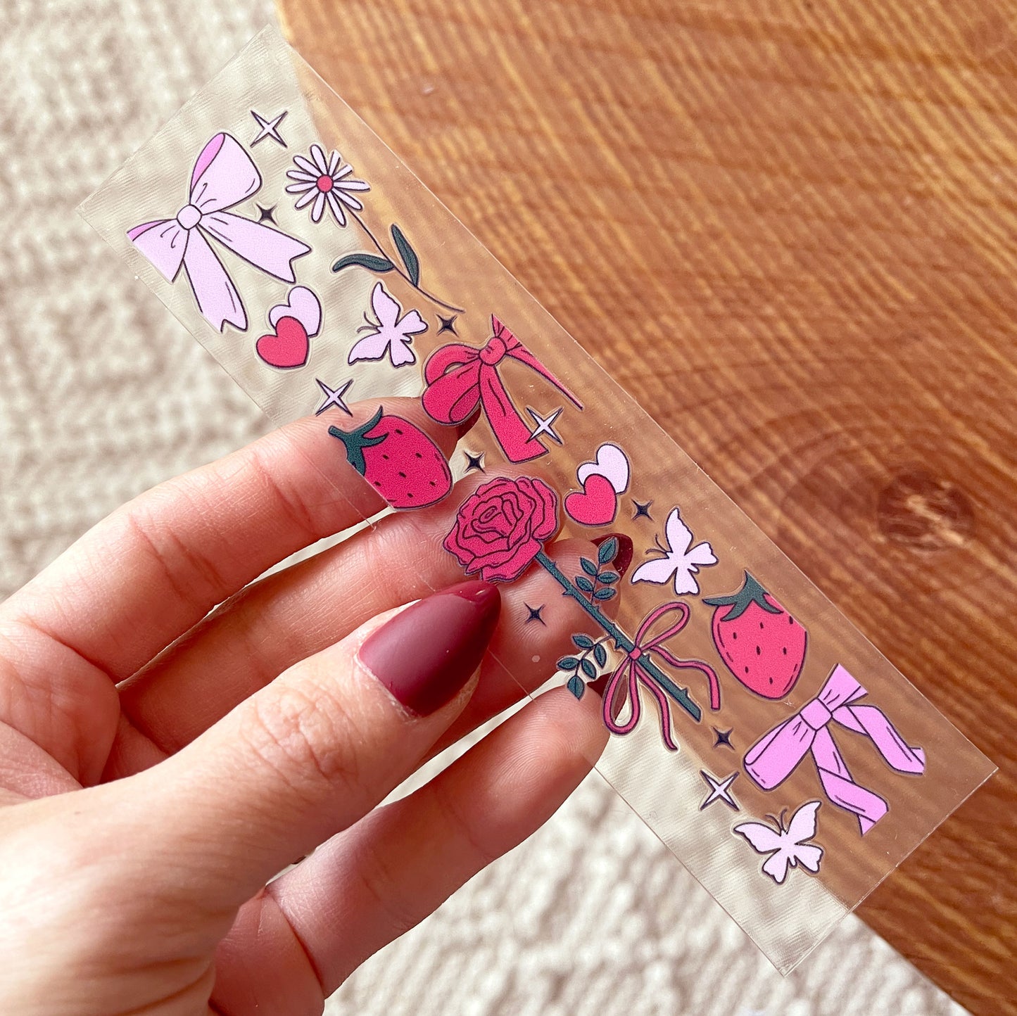 [ Double Sided ] Bookmark UV DTF Decal | Romantic Bow