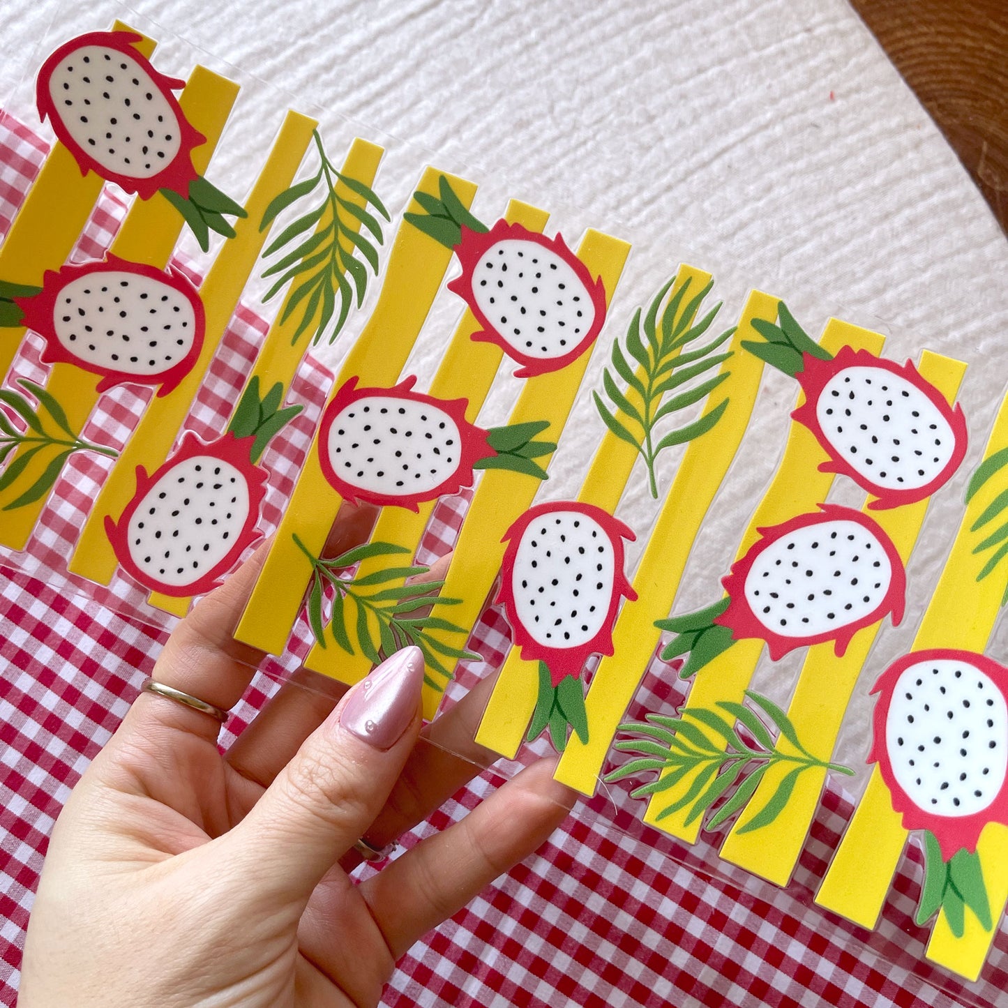 [ Double Sided ] 16oz Cup UV DTF Decal | Dragon Fruits Stripe
