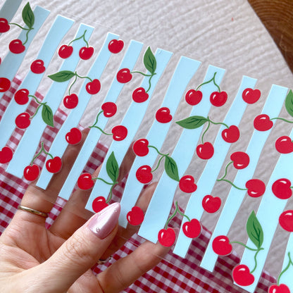 [ Double Sided ] 16oz Cup UV DTF Decal | Cherry Stripe