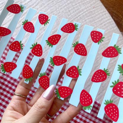 [ Double Sided ] 16oz Cup UV DTF Decal | Strawberry Stripe