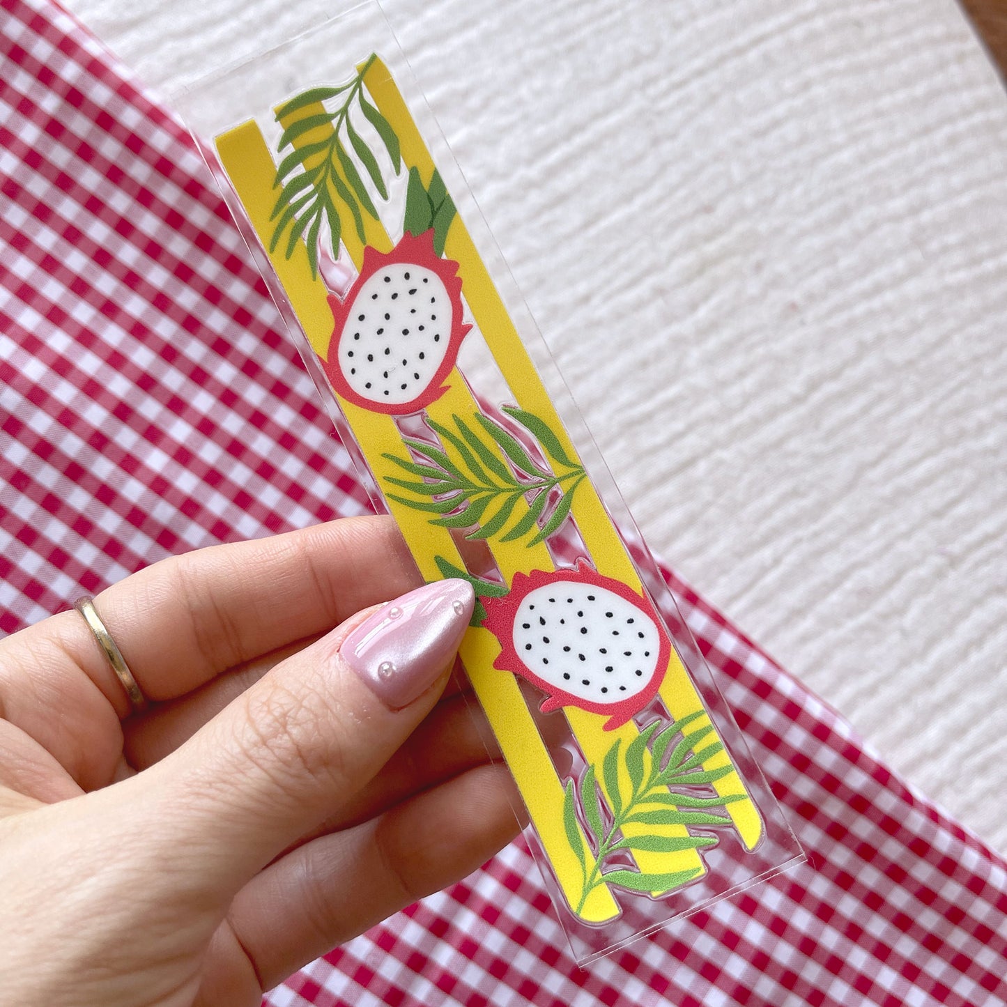 [ Double Sided ] Bookmark UV DTF Decal | Dragon Fruits Stripe