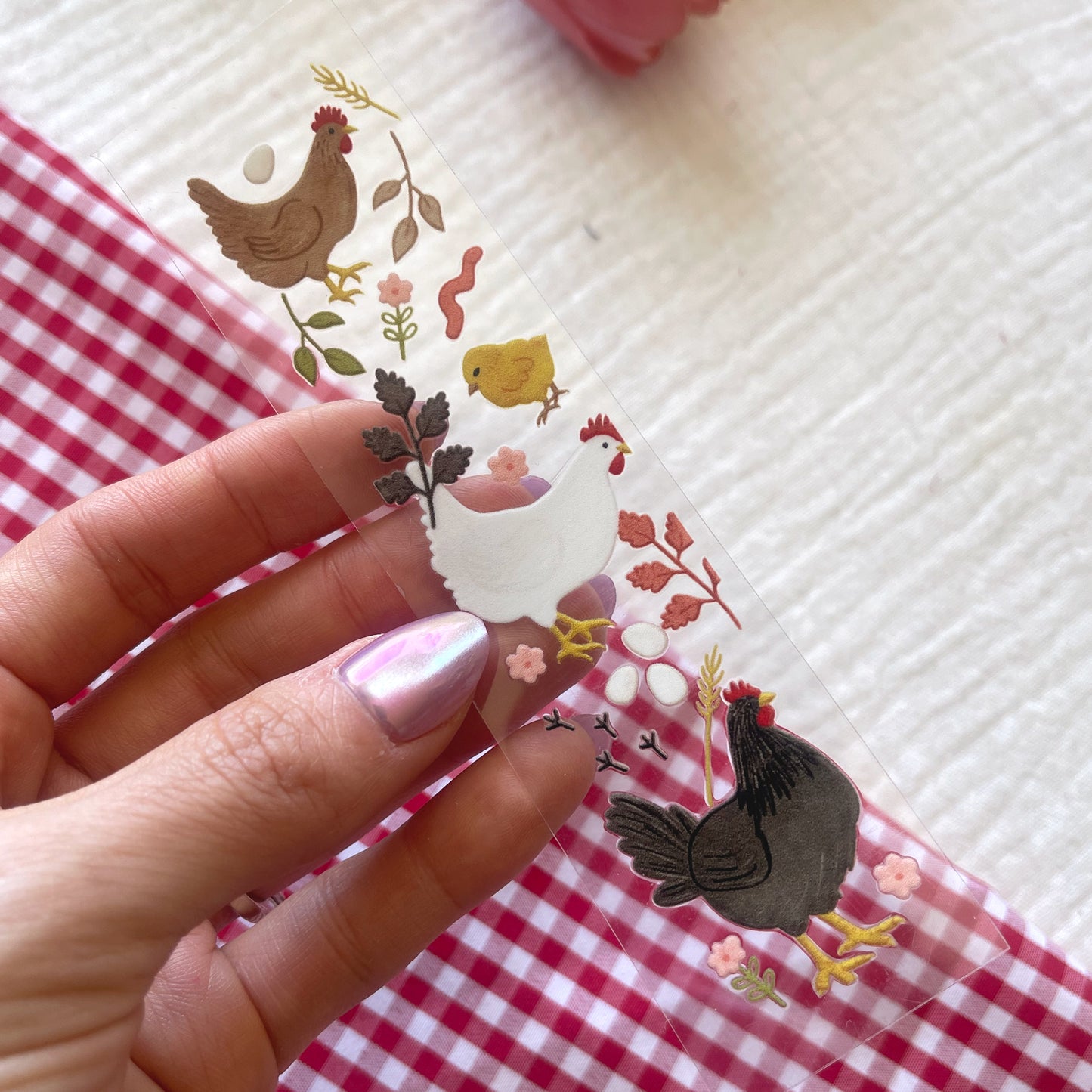 [ Double Sided ] Bookmark UV DTF Decal | Chicken Farm