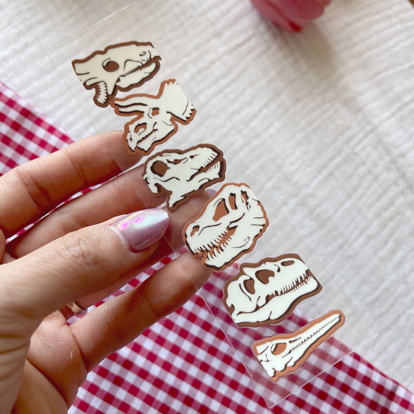[ Double Sided ] Bookmark UV DTF Decal | Fossil Dino
