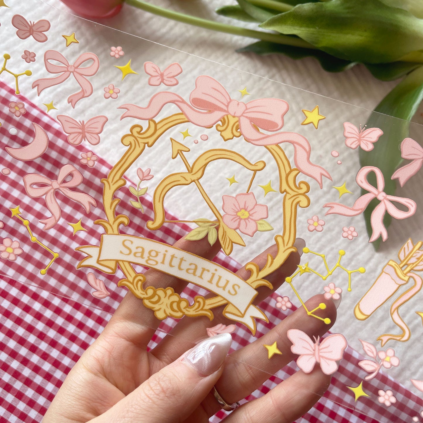 [ Double Sided ] 16oz Cup UV DTF Decal | Coquette Sagittarius