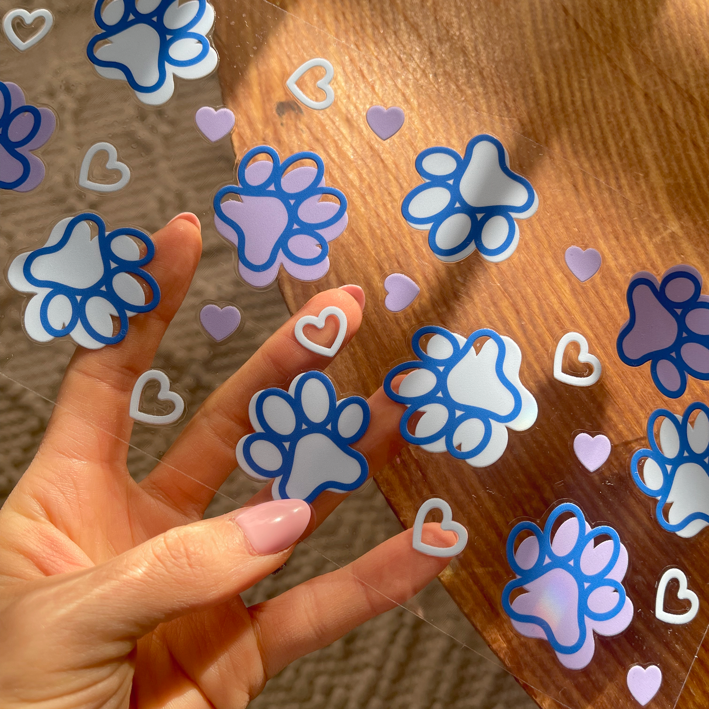 [ Double Sided ] 16oz Cup UV DTF Decal | Blue Dog Paw