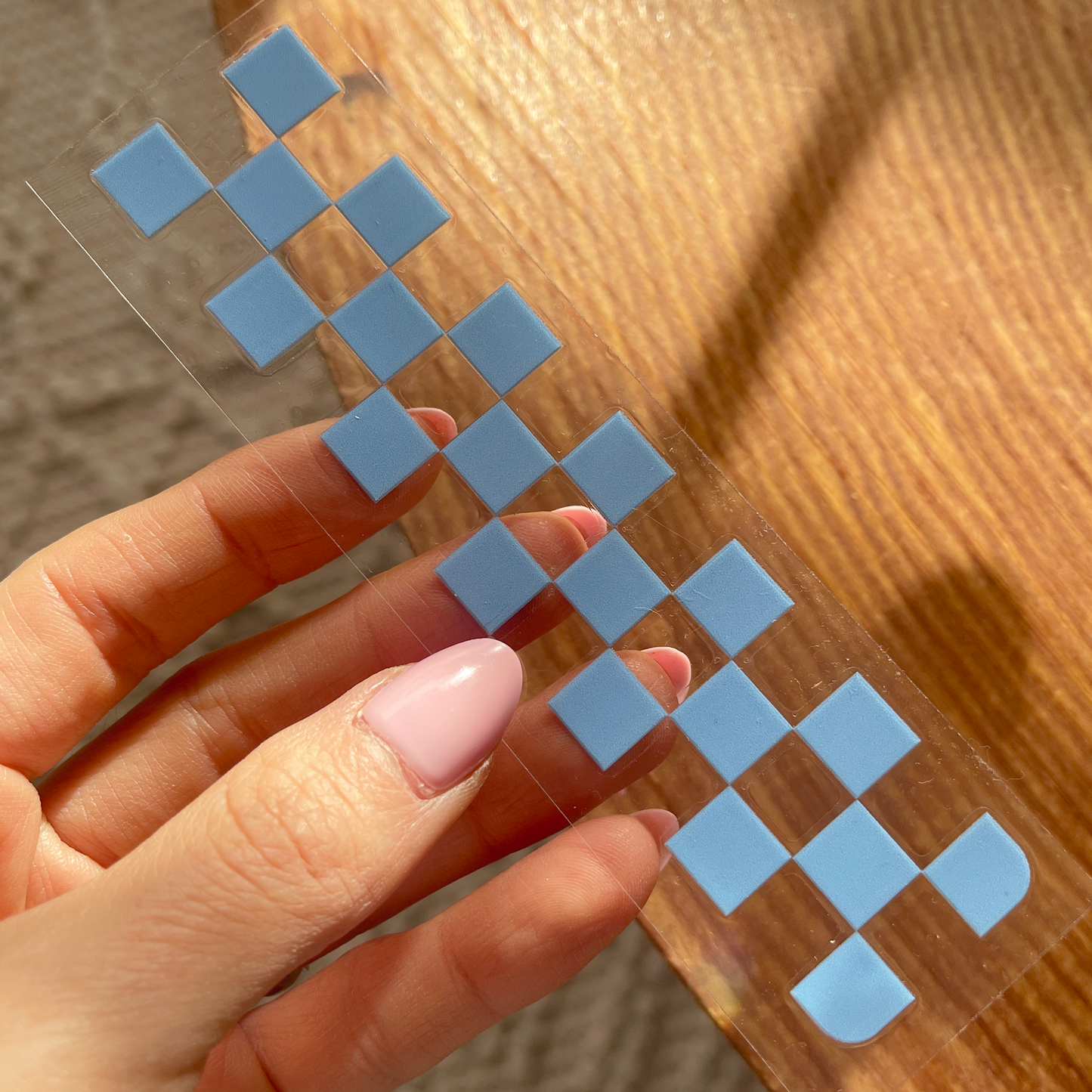 [ Double Sided ] Bookmark UV DTF Decal | Aqua Checkered