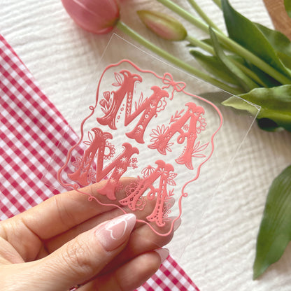 [ Double Sided ] UV DTF Transfer | Botanical Mama Pink
