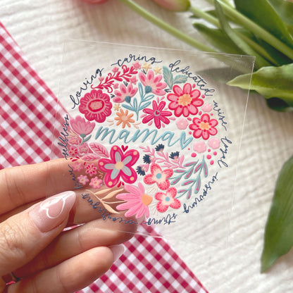 [ Double Sided ] UV DTF Transfer | Loving Caring Mama