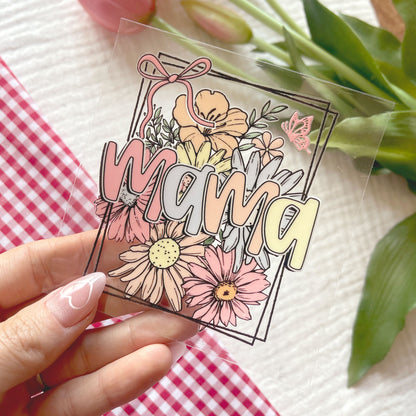 [ Double Sided ] UV DTF Transfer | Floral Frame Mama