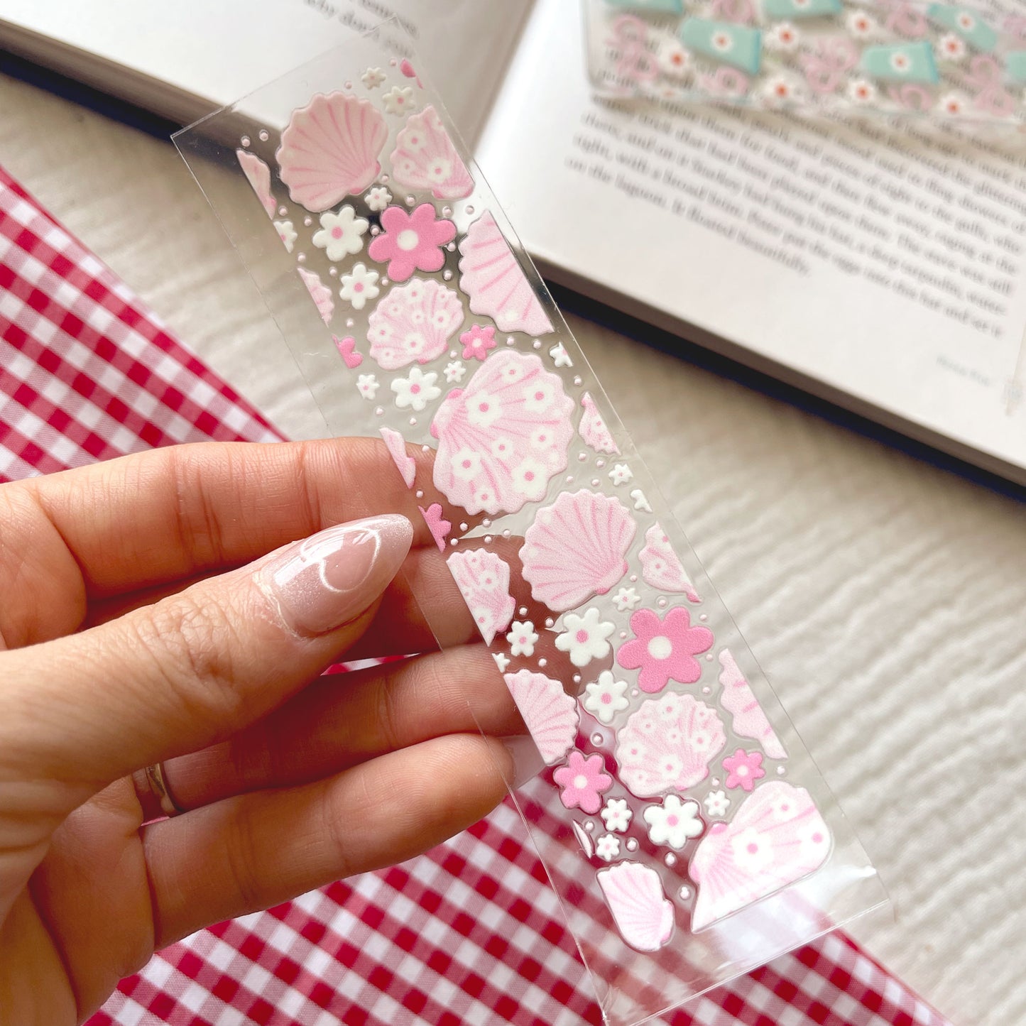 [ Double Sided ] Bookmark UV DTF Decal | Summer Pink Seashell