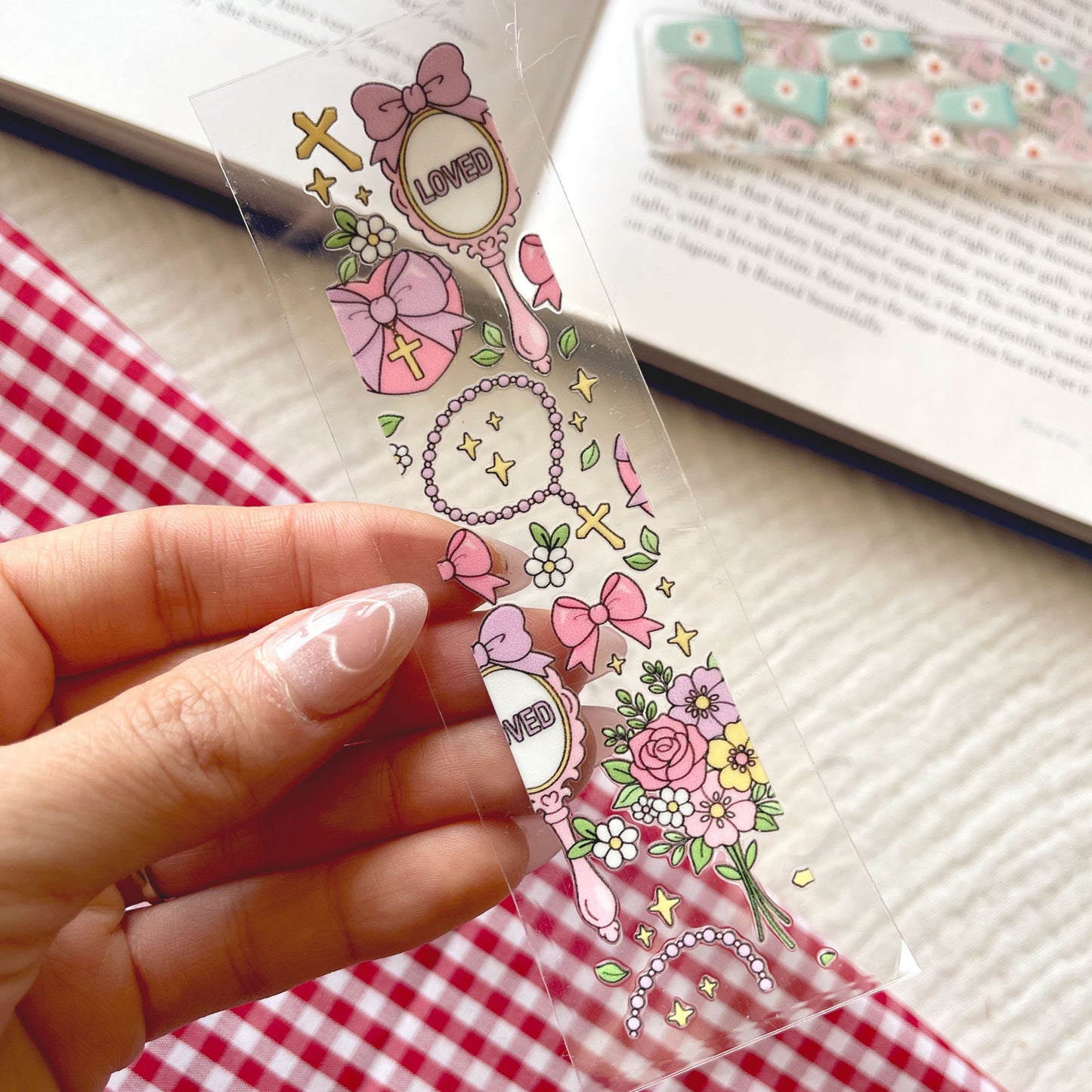 [ Double Sided ] Bookmark UV DTF Decal | Loved x Faith