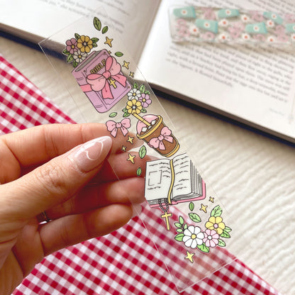 [ Double Sided ] Bookmark UV DTF Decal | Faith x Coquette Bow