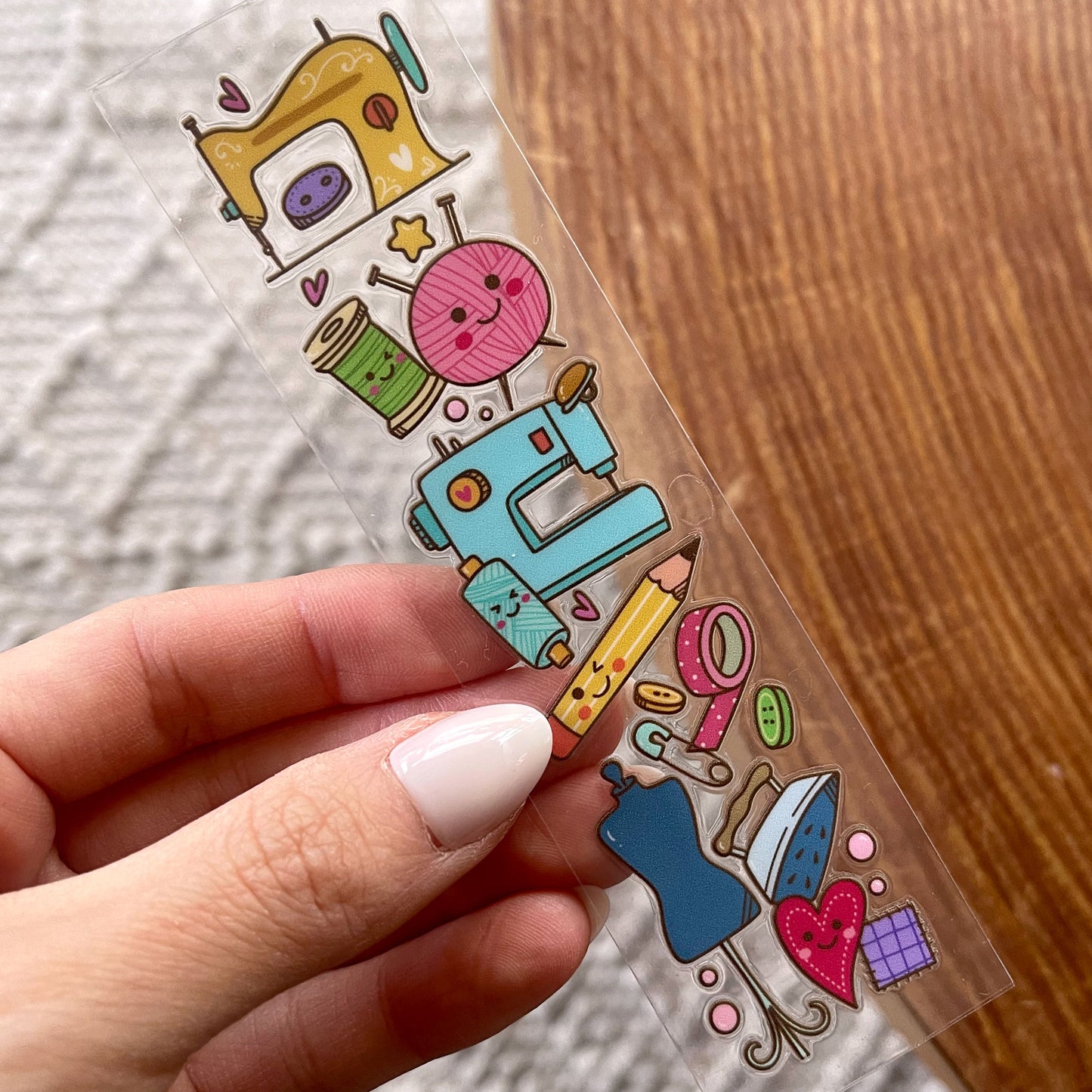 [ Double Sided ] Bookmark UV DTF Decal | Kawaii Sewing Friends