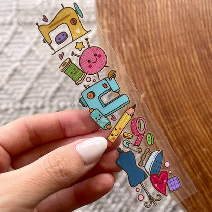 [ Double Sided ] Bookmark UV DTF Decal | Kawaii Sewing Friends