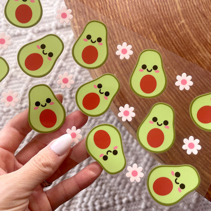 [ Double Sided ] Cup UV DTF Decal | Kawaii Avocado