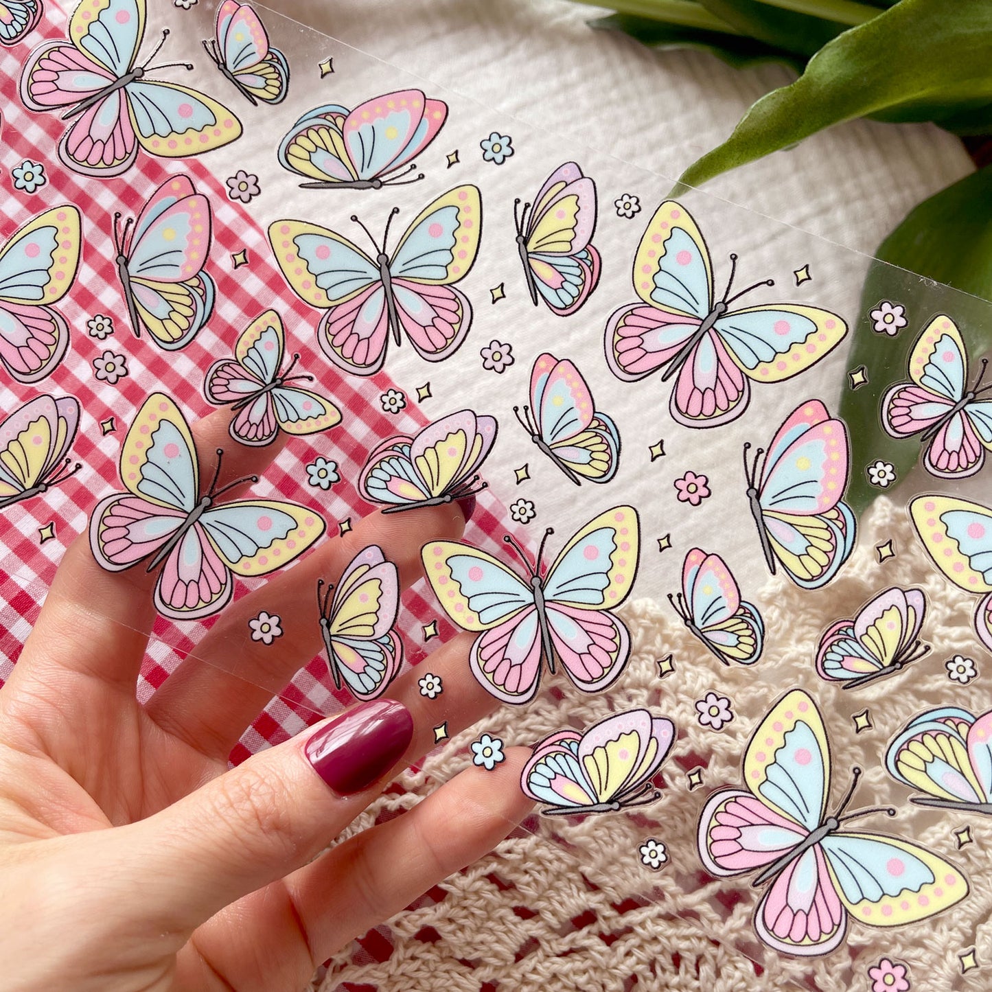 [ Double Sided ] 16oz Cup UV DTF Decal | Spring Butterfly