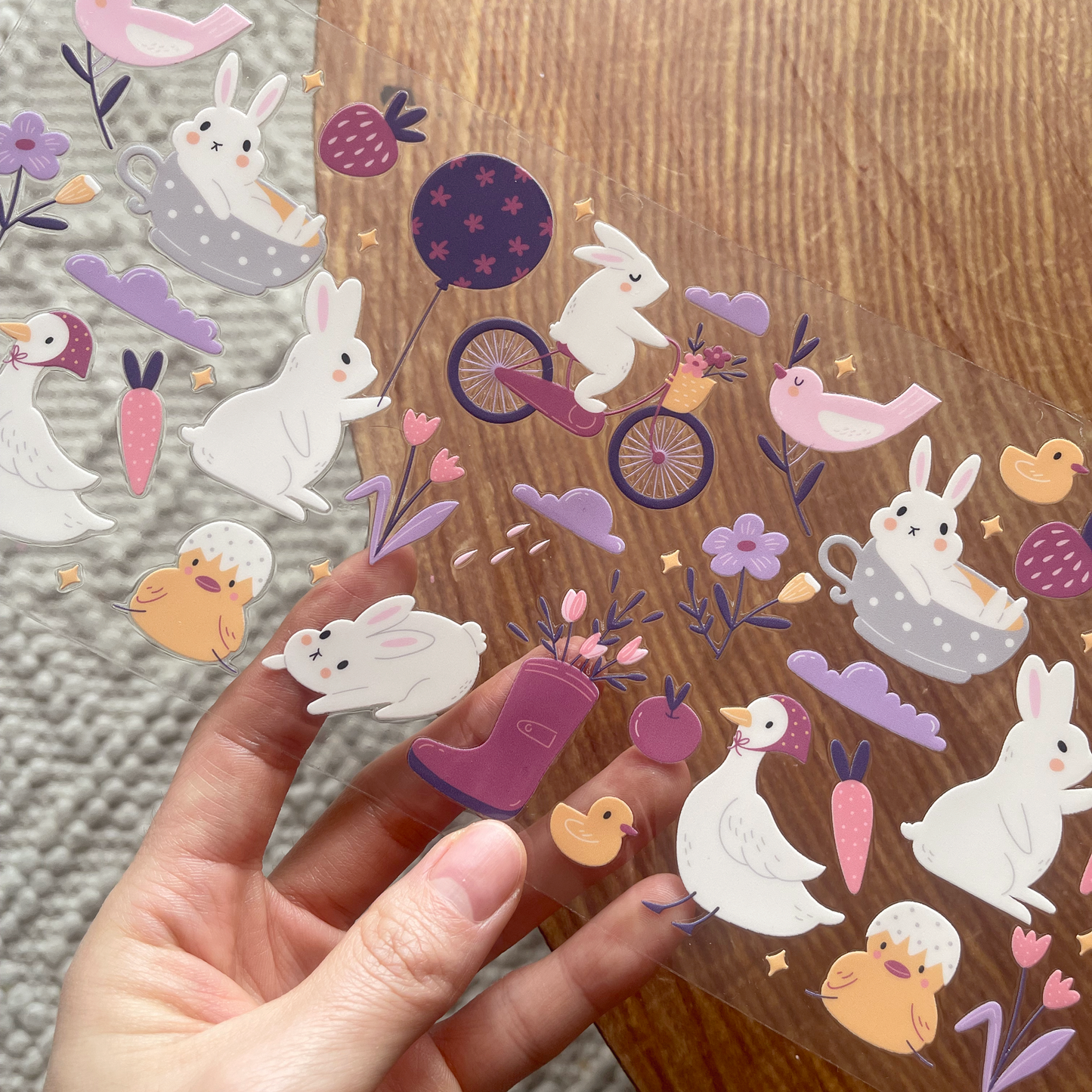 [ Double Sided ] 16oz Cup UV DTF Decal | Cottage Core Bunny