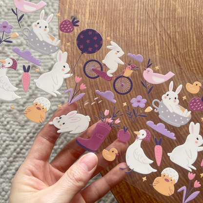 [ Double Sided ] 16oz Cup UV DTF Decal | Cottage Core Bunny