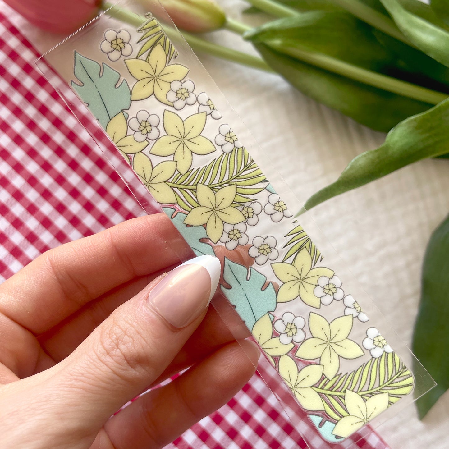 [ Double Sided ] Bookmark UV DTF Decal | Yellow Plumeria