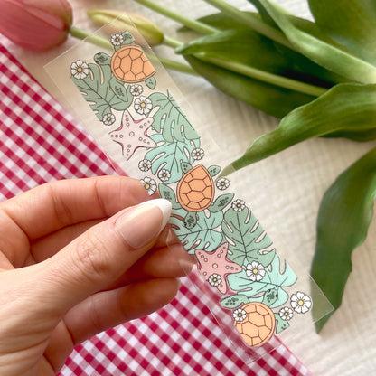 [ Double Sided ] Bookmark UV DTF Decal | Tropical Turtle
