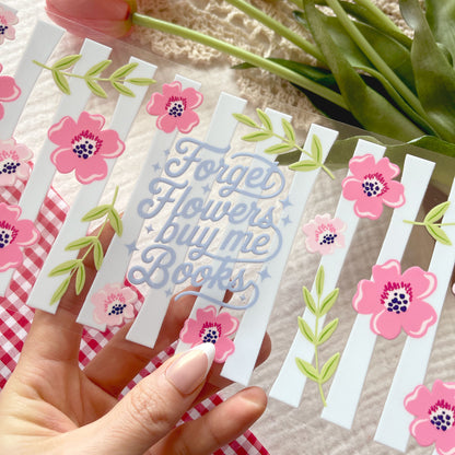 [ Double Sided ] 16oz Cup UV DTF Decal | Forget Flowers Buy Me Books