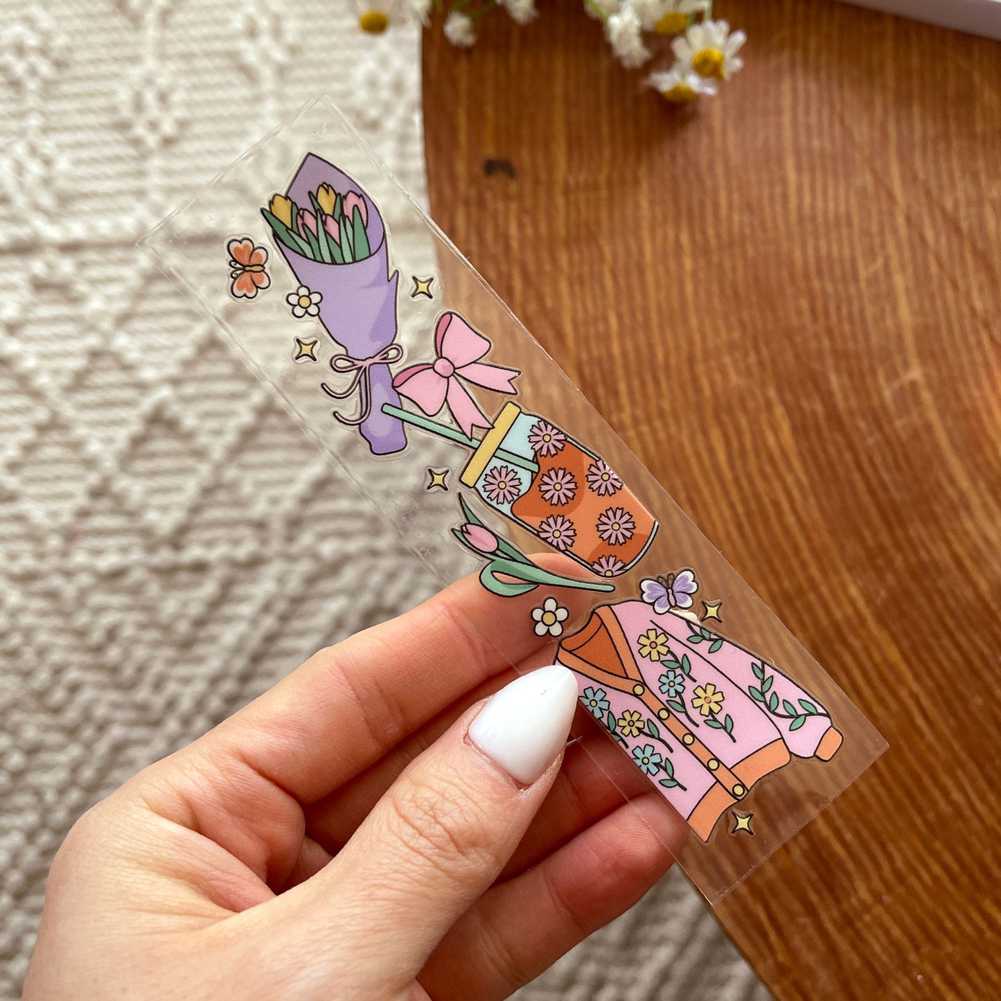 [ Double Sided ] Bookmark UV DTF Decal | Cozy Wildflower